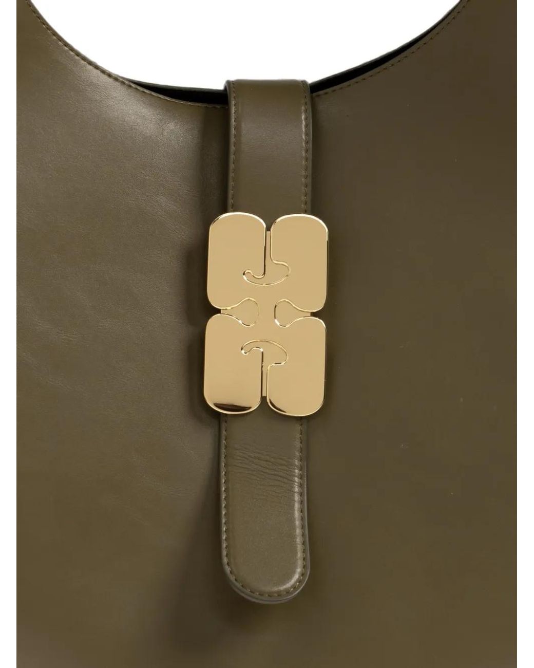 Ganni Green Butterfly-Plaque Shoulder Bag