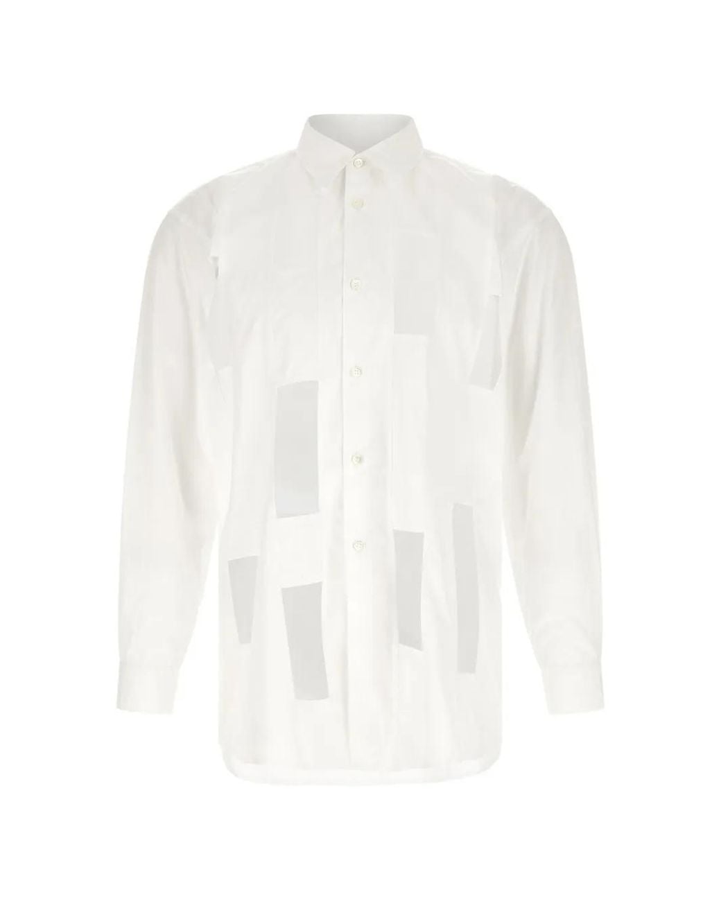 Comme des Garçons White Patchwork Long-Sleeve Shirt for men