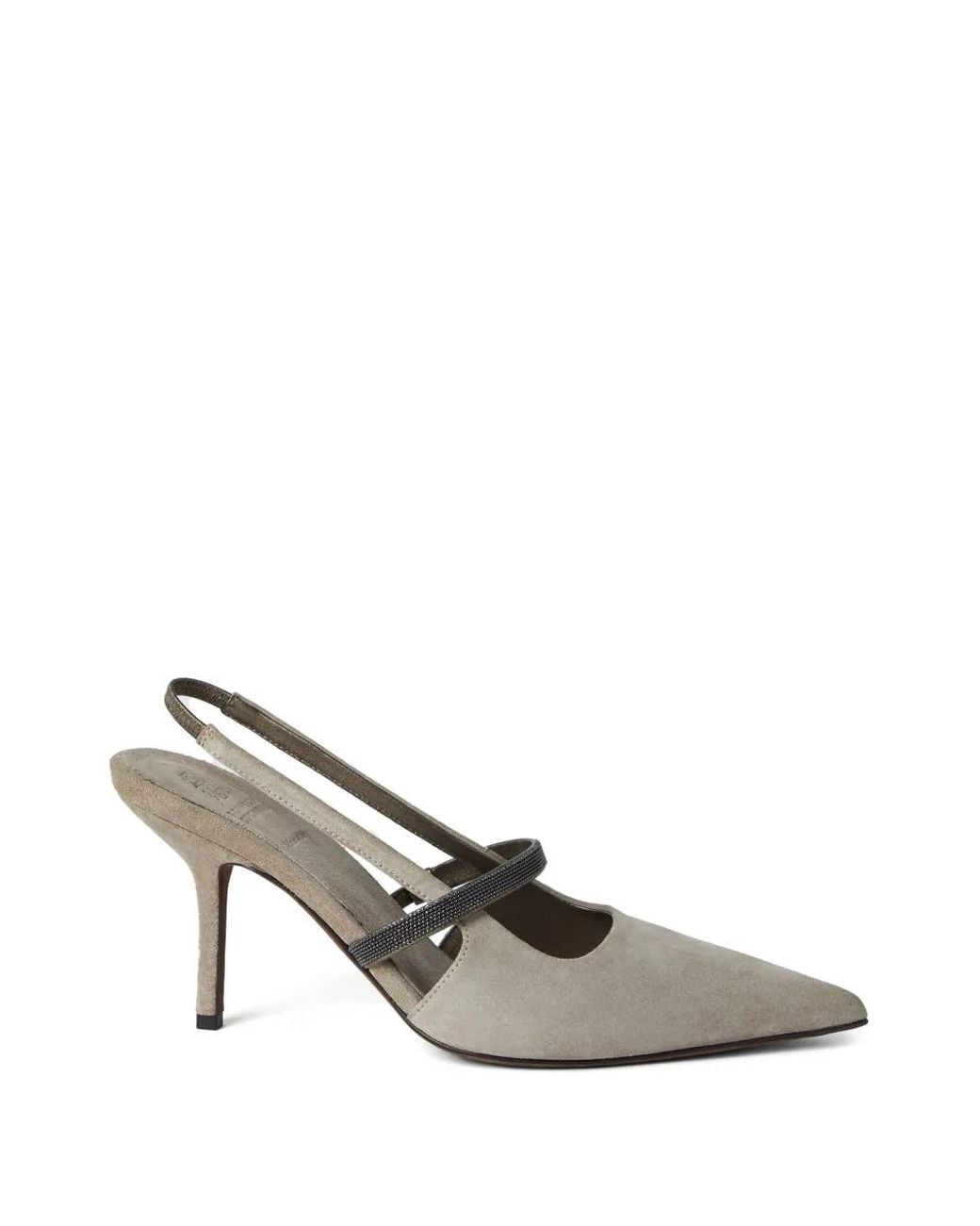 Brunello Cucinelli Gray Pointed Sling-Back Sandal