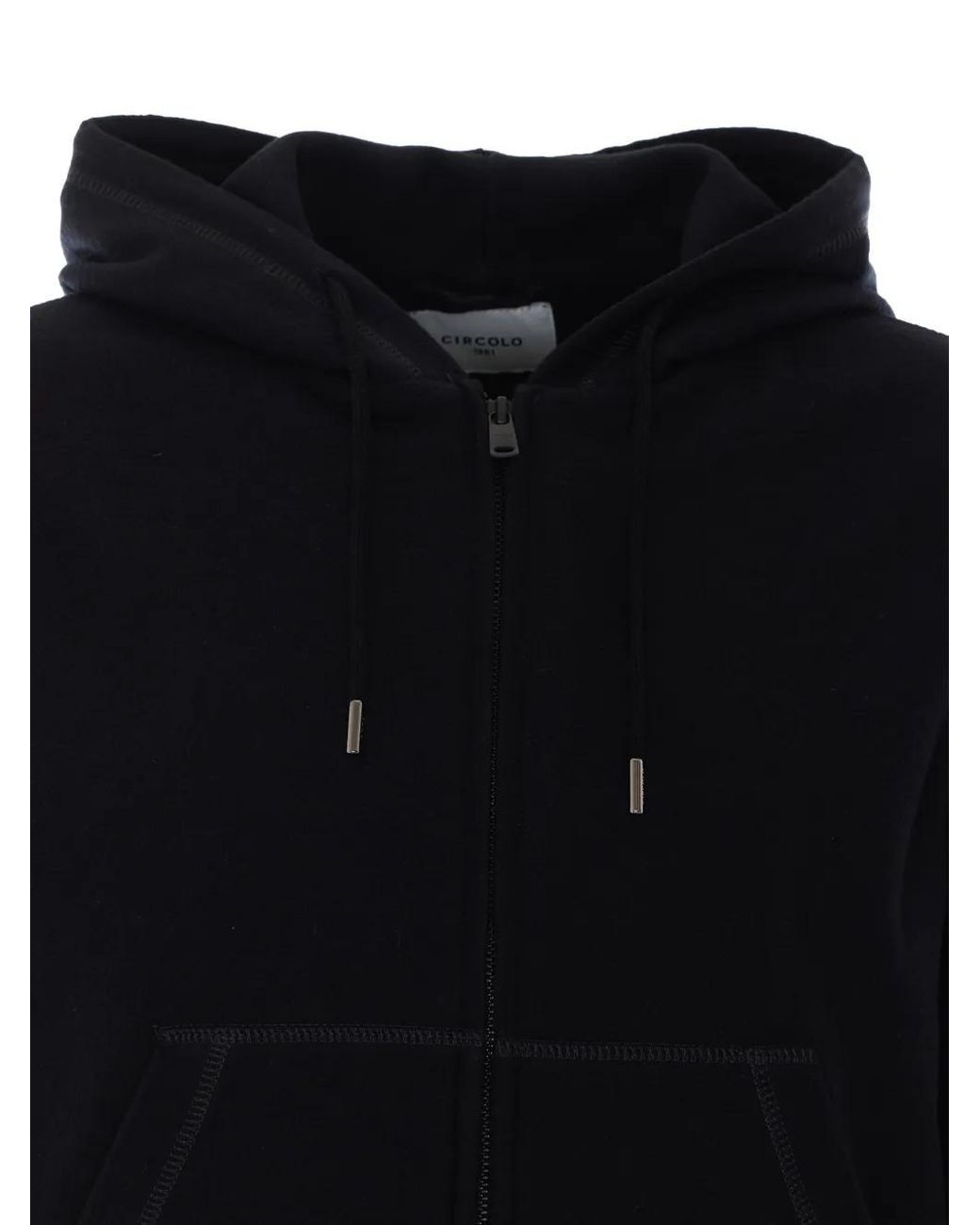 Circolo 1901 Blue Zip-Up Wool Hoodie for men