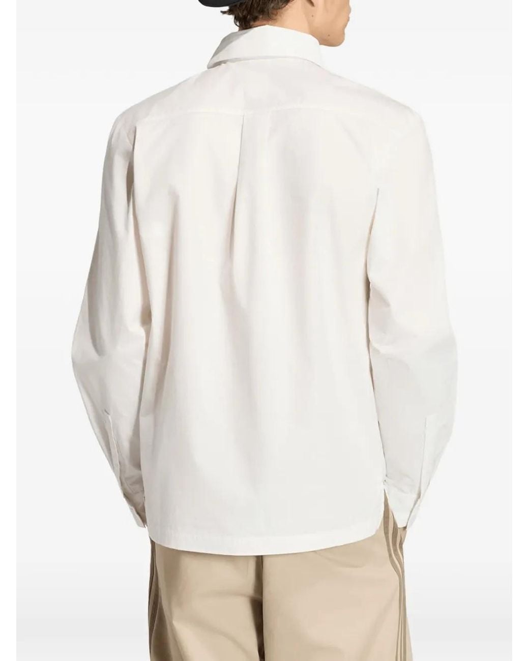 Adidas White 3-Stripes Button-Up Shirt for men