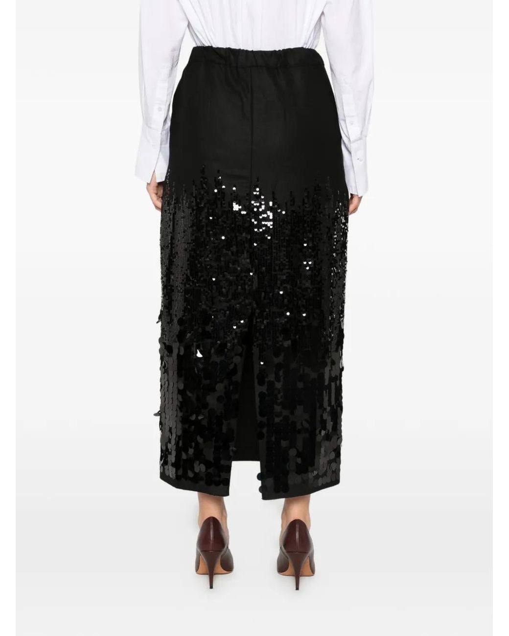 Collection Privée Black Sequin-Embellished Maxi Skirt