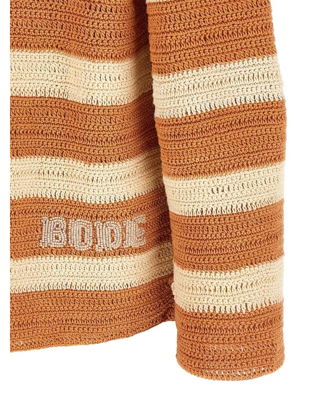 Bode Brown Sherbet Crochet-Knit Striped Shirt for men