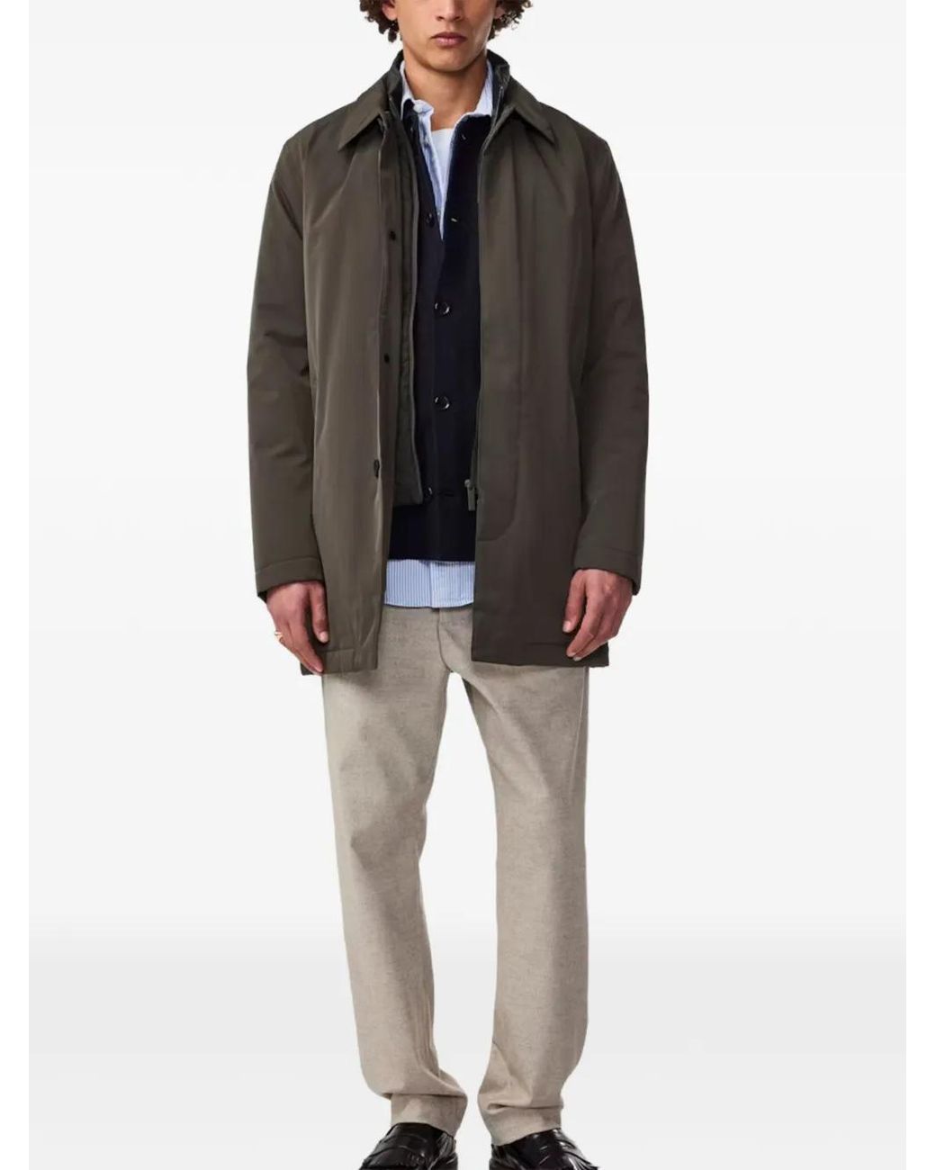 NN07 Green Single-Breasted Coat for men