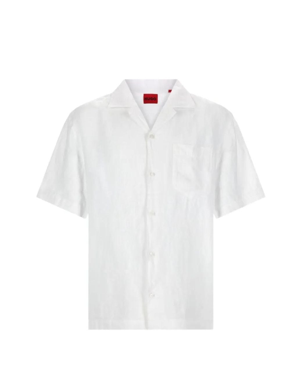 HUGO White Short-Sleeve Linen Shirt for men