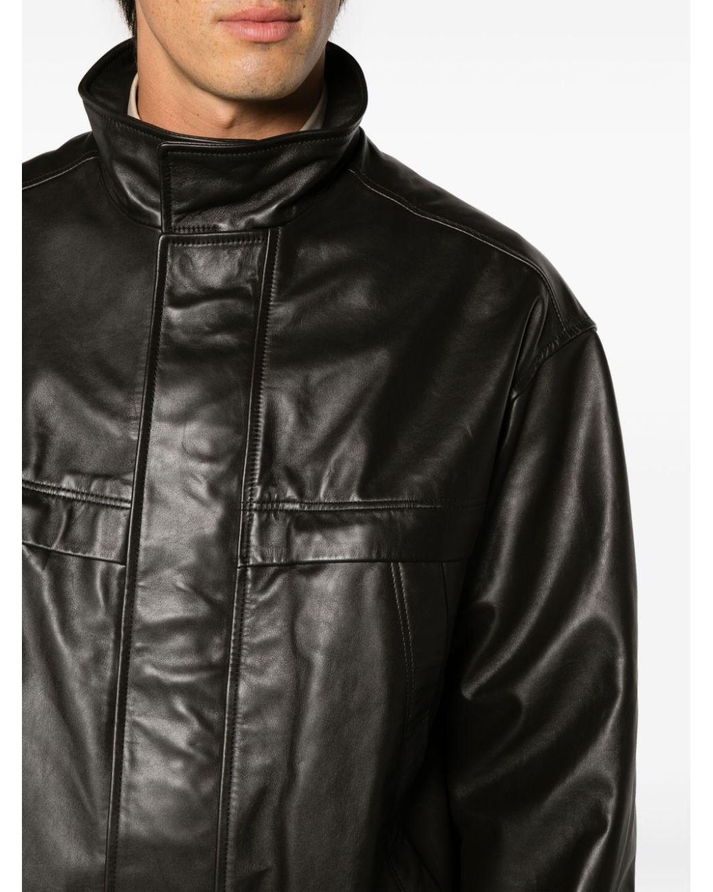 Lemaire Boxy-fit Leather Blouson in Black for Men | Lyst