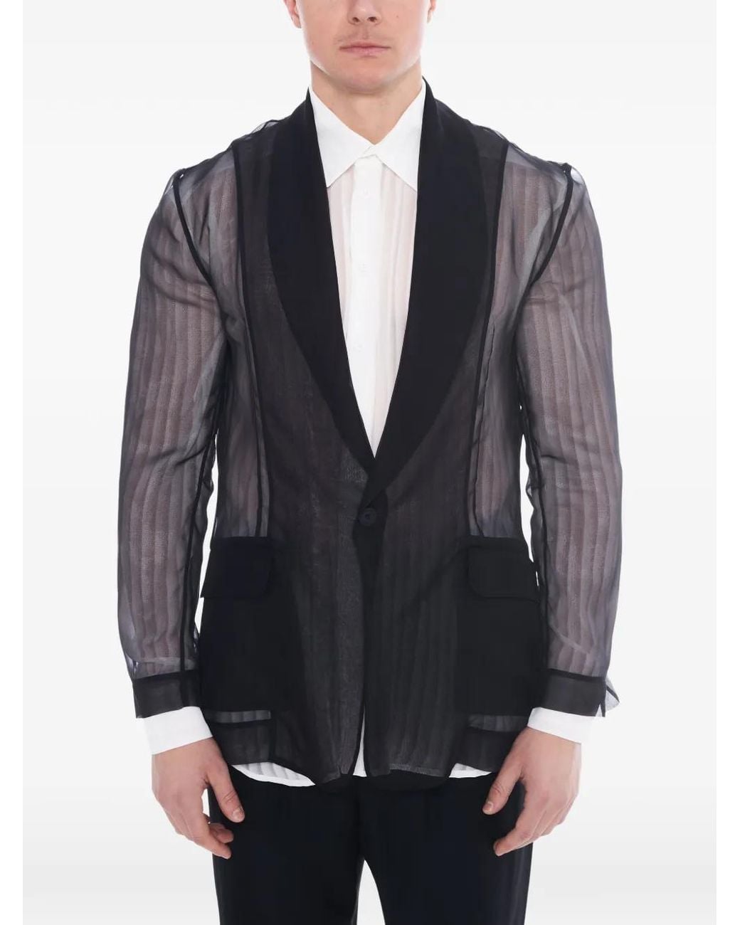 Tessitura Body Couture Black Silk Blazer for men