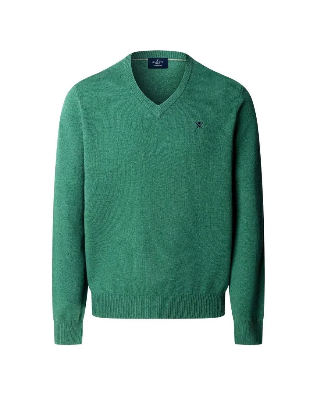Hackett Green V-Neck Wool Sweater for men