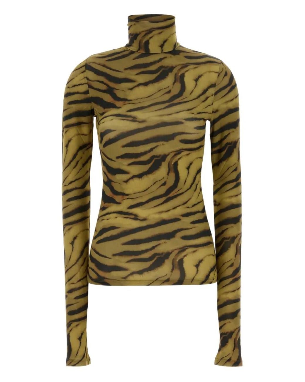 Ganni Green Printed Stretch Viscose Top