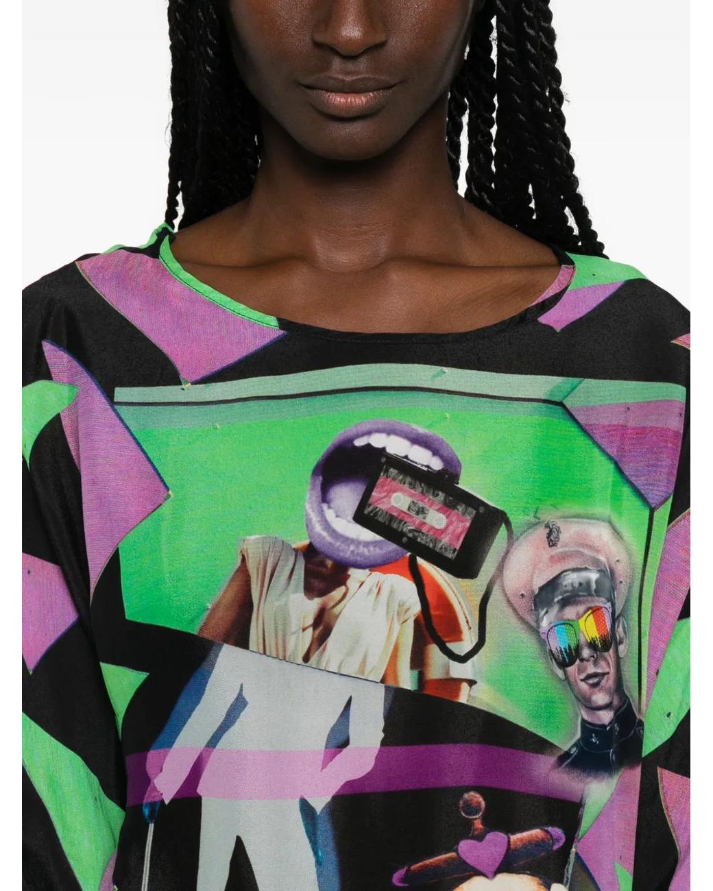 The Artistylist Green Graphic-Print Blouse