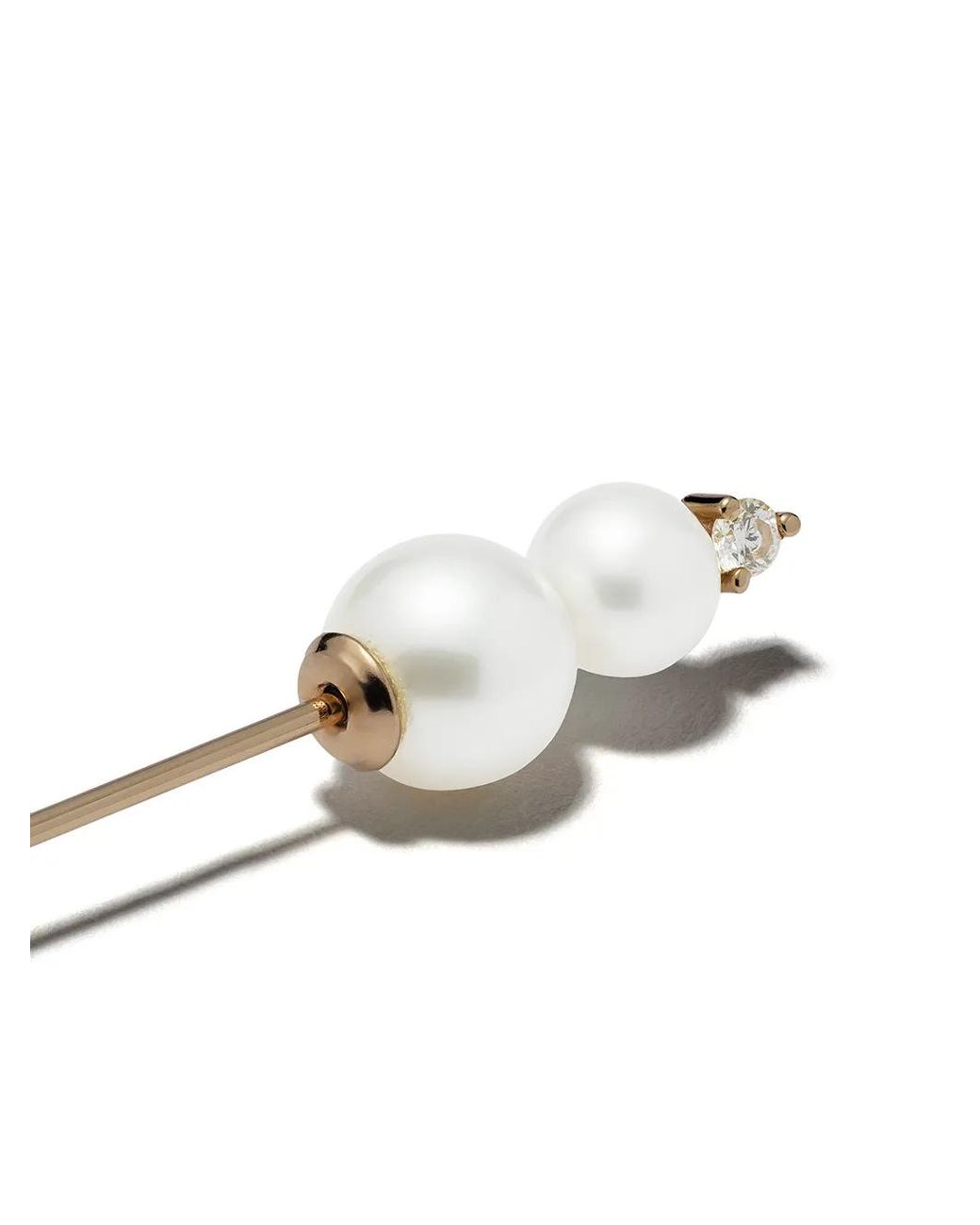 Mizuki White 14Kt Sea Of Beauty Diamond Pearl Long Earrings