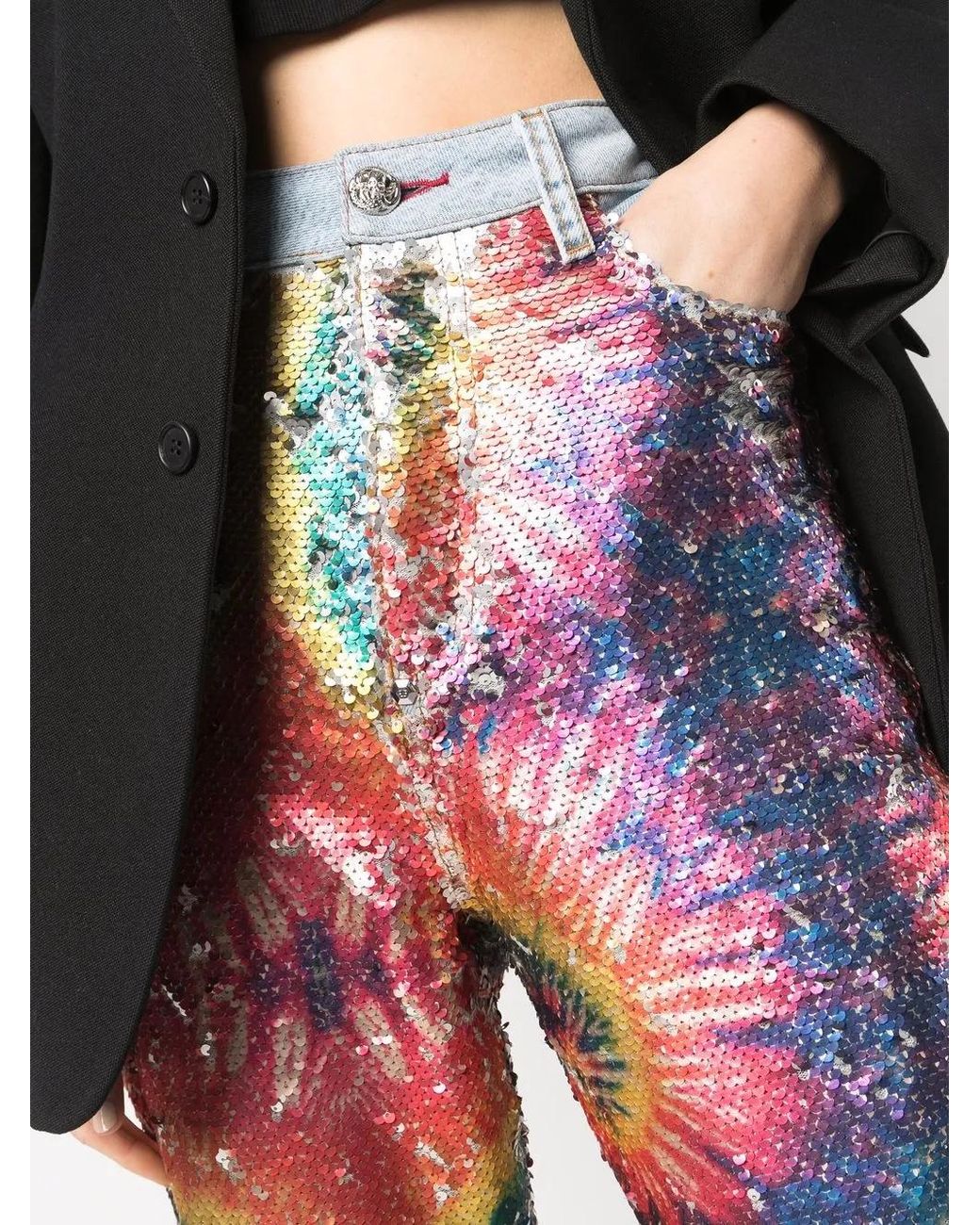 Philipp Plein Multicolor Tie Dye-print Sequinned Jeans
