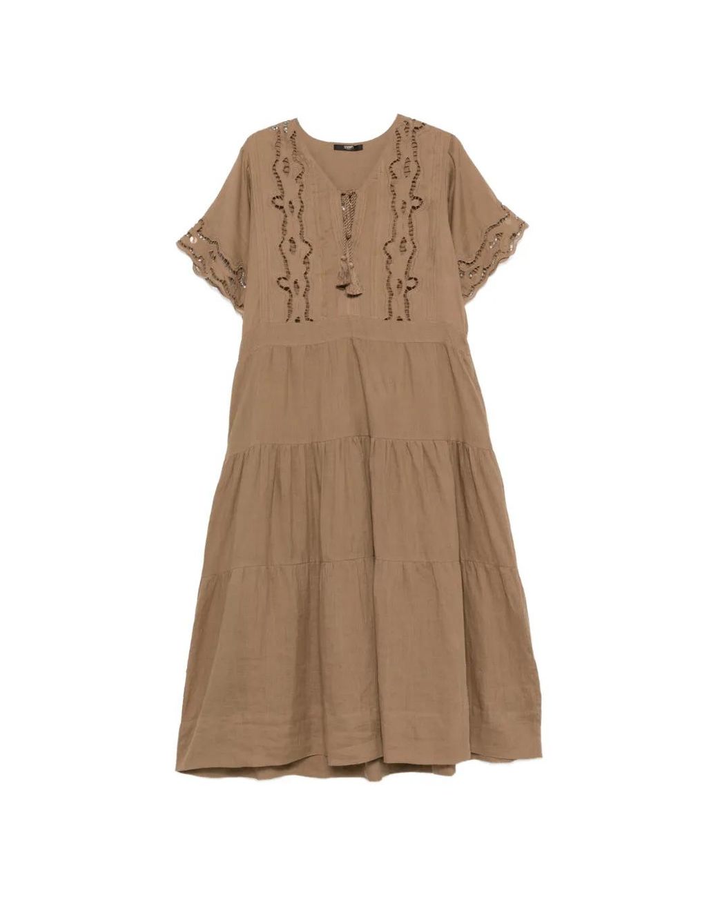 Seventy Natural Broderie-Anglaise Tiered Midi Dress