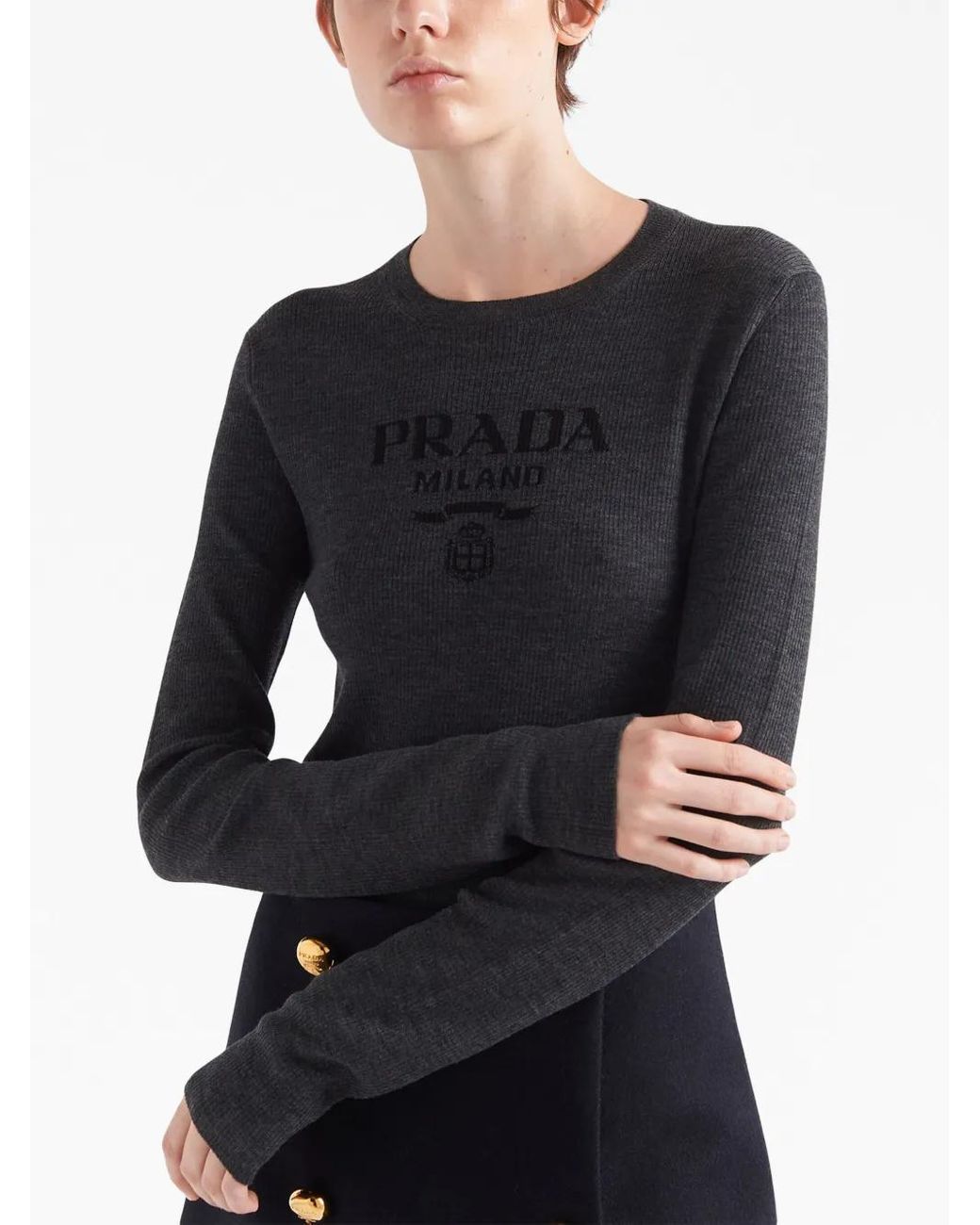 Prada Blue Superfine Wool Crew-neck Sweater