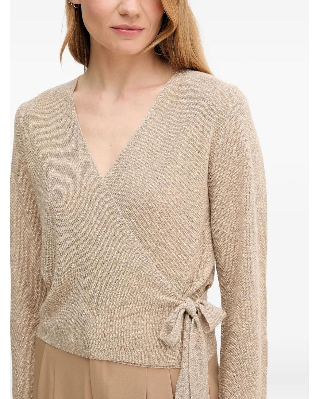 Ouí Natural V-Neck Tie Knitwear