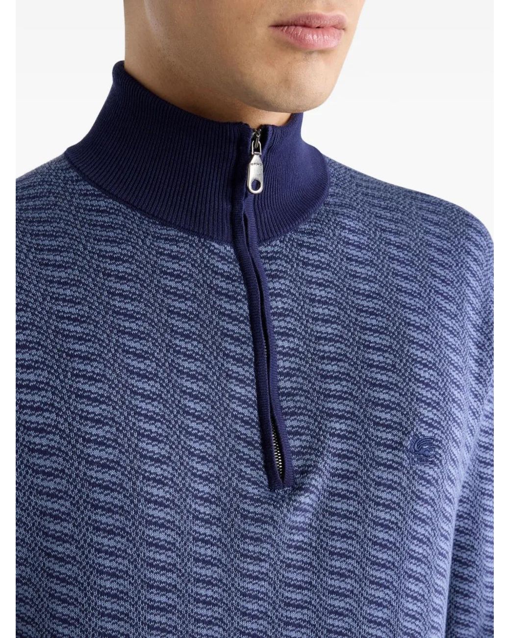 Etro Blue Pull À Broderies for men