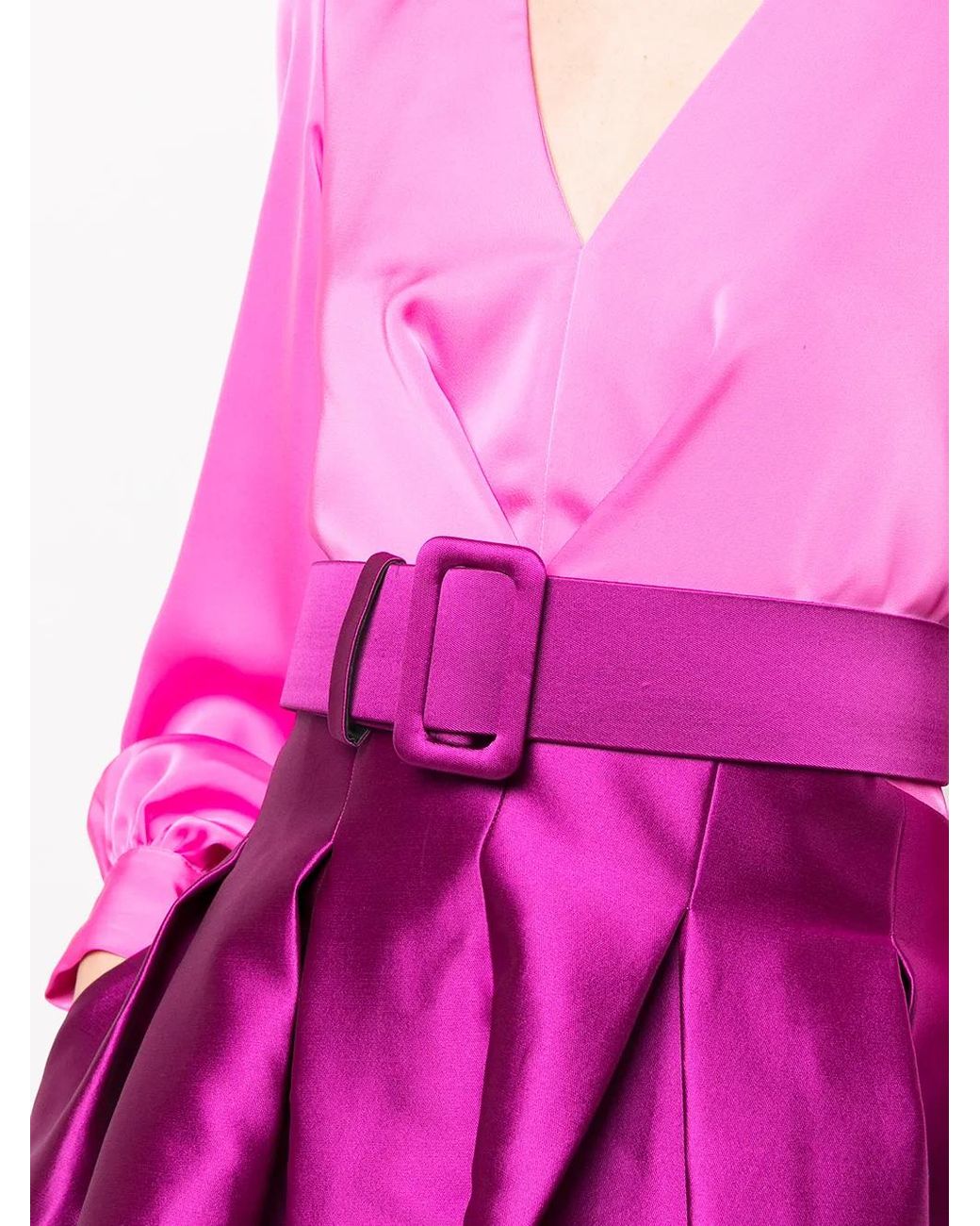 Sachin & Babi Purple Zoe Belted Satin Gown
