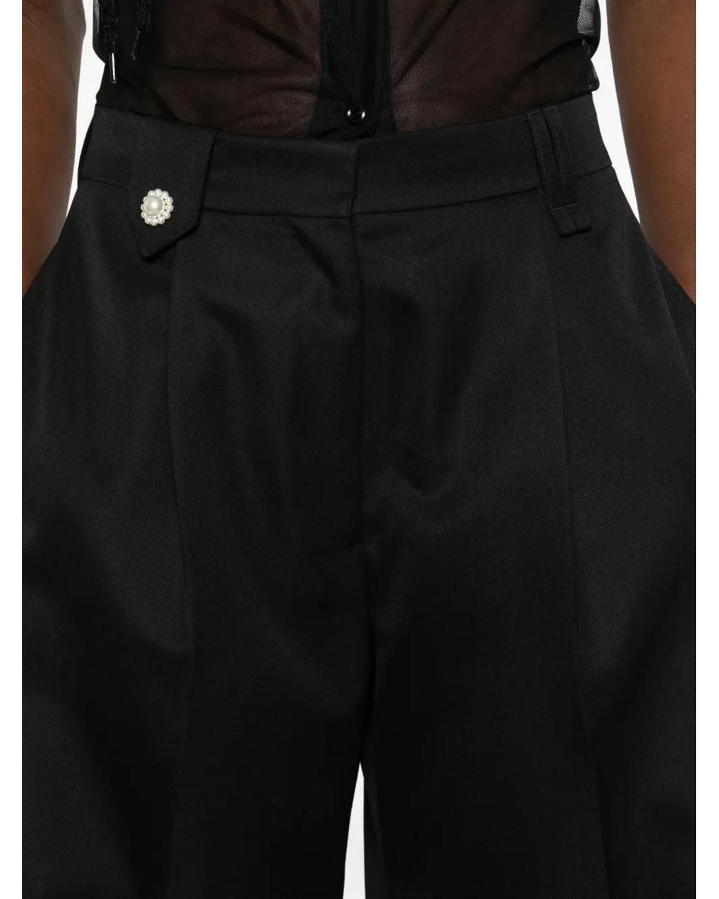 Simone Rocha Black Weite Hose Mit Knöpfen