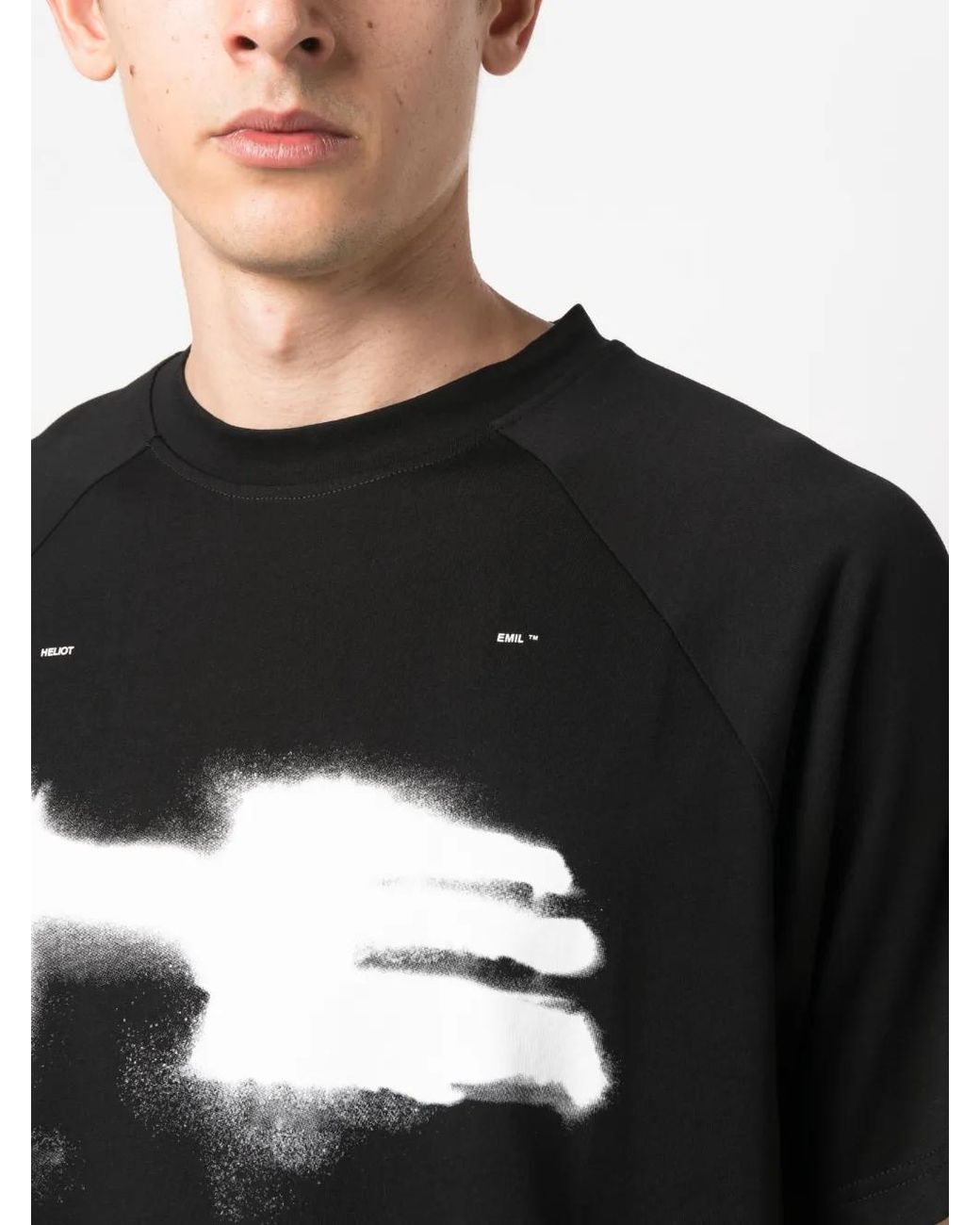 HELIOT EMIL Black Logo-Print Cotton T-Shirt for men