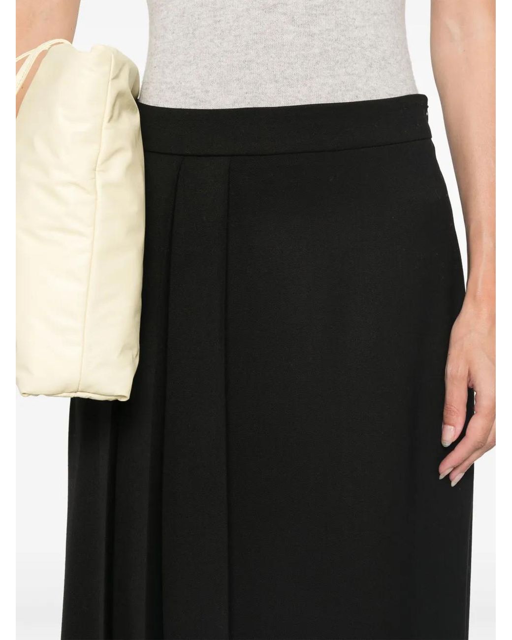 P.A.R.O.S.H. Black Liliuxy Pleated Midi Skirt