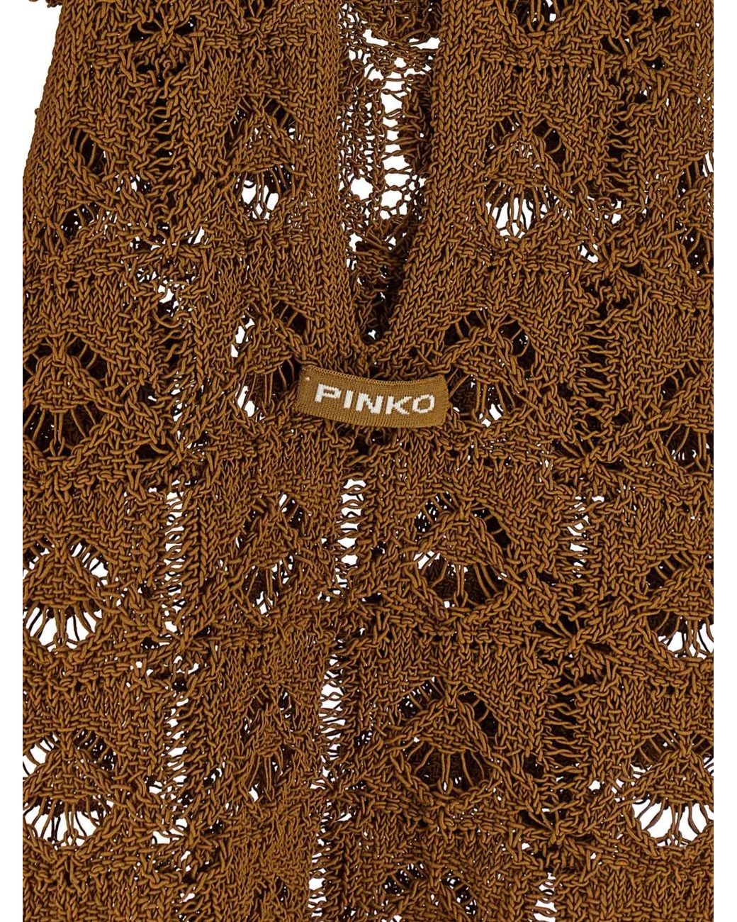 Pinko Brown Floral Crochet Top