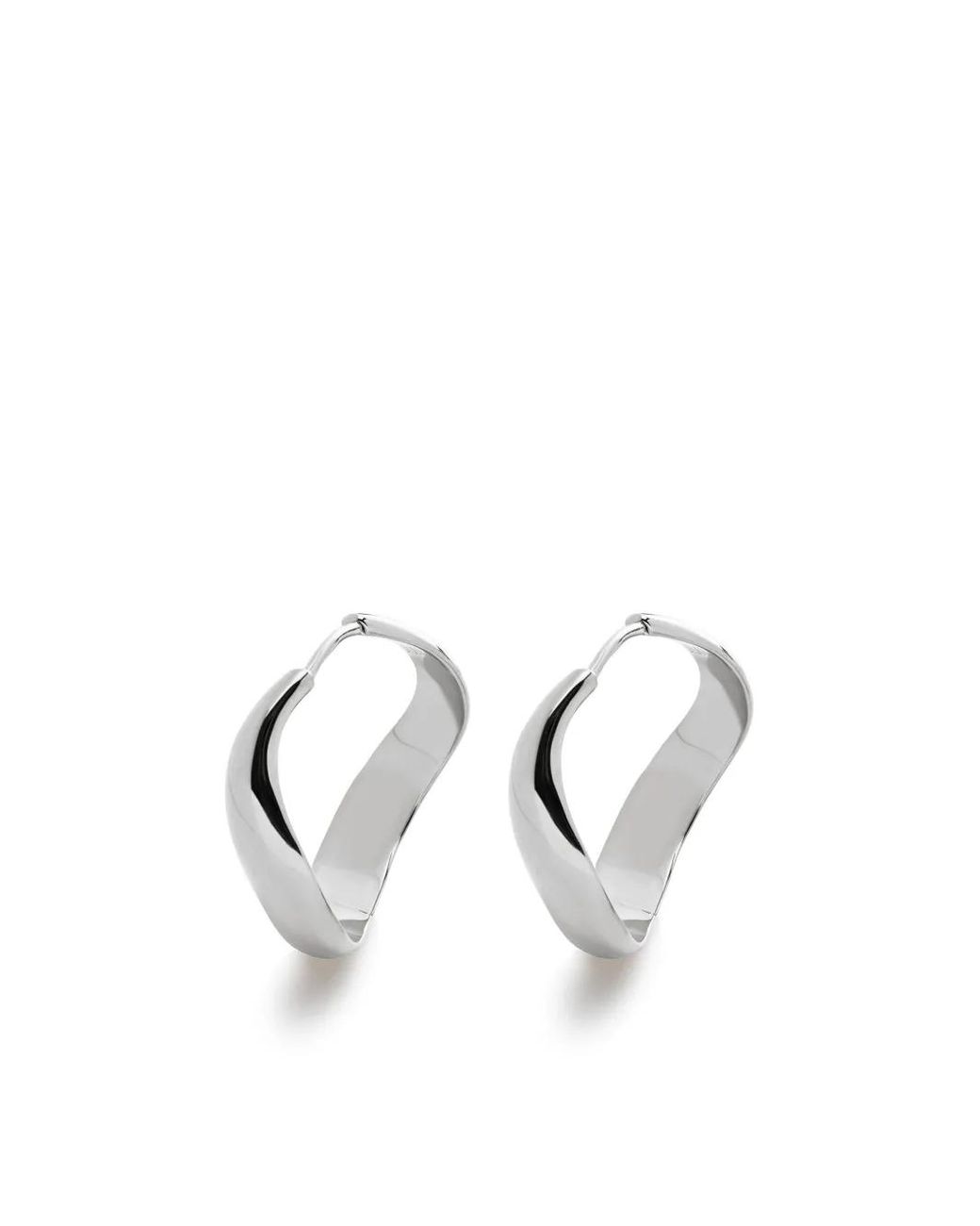 Monica Vinader White Medium Swirl Hoop Earrings