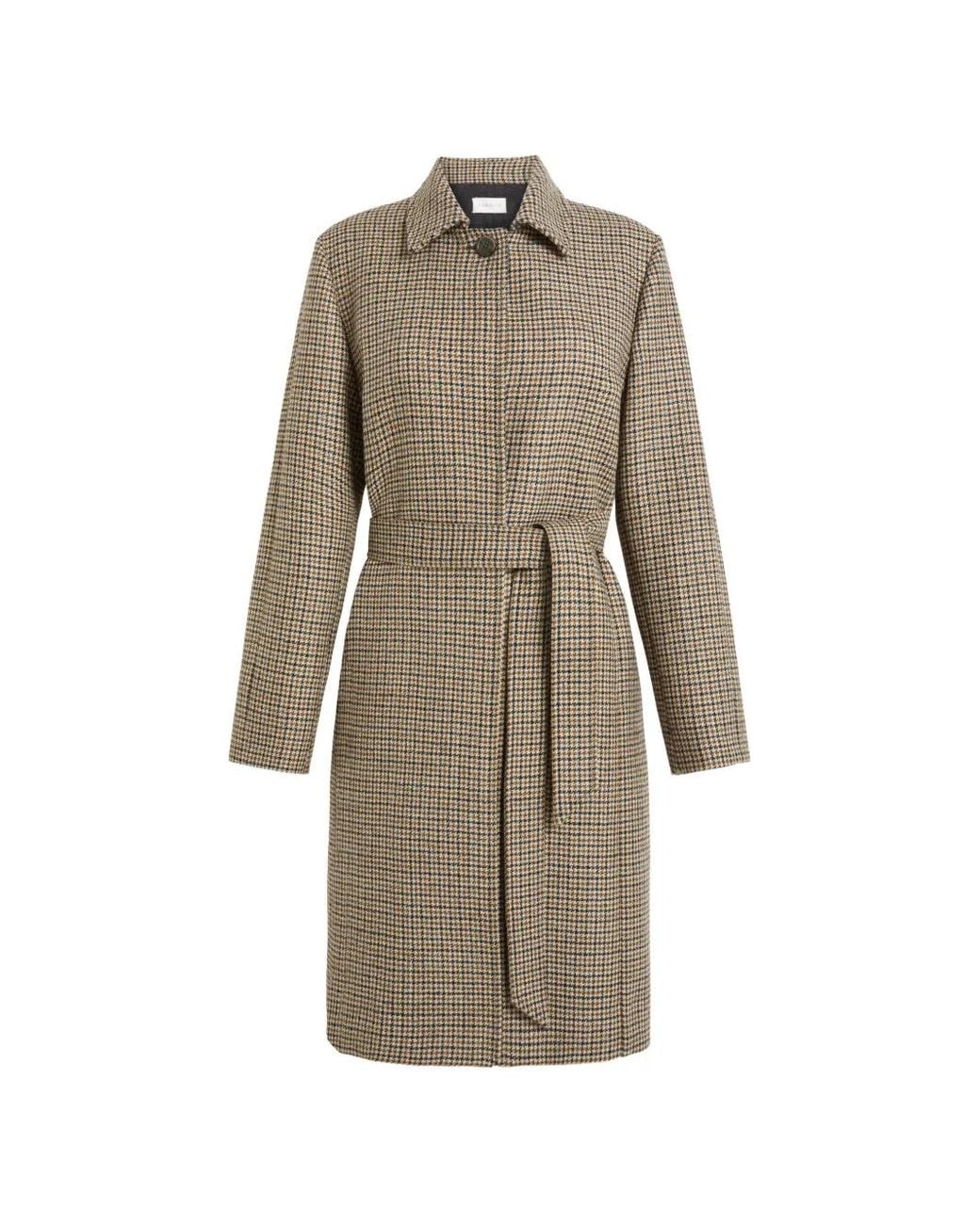 P.A.R.O.S.H. Natural Houndstooth Belted Single-Breasted Coat