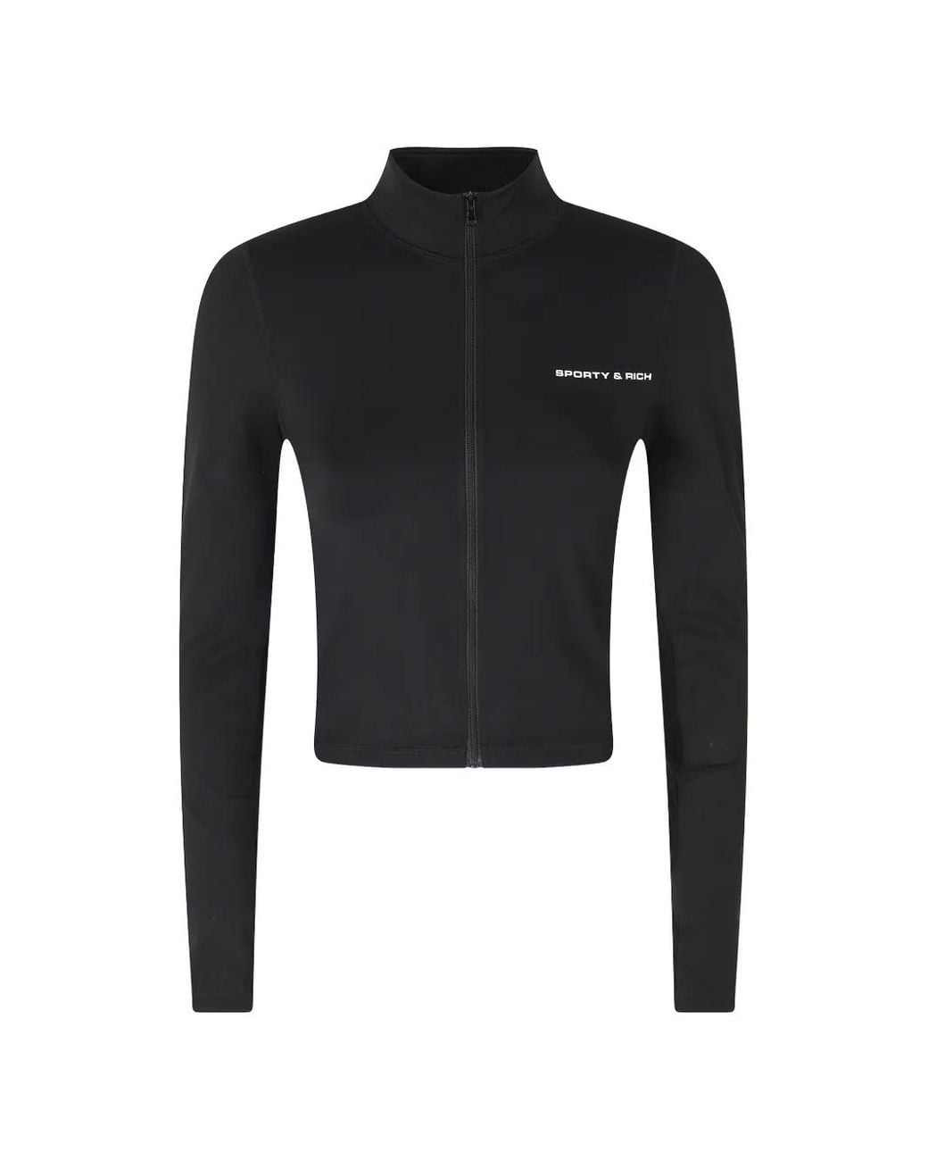 Sporty & Rich Black Freya Bold Logo-Embroidered Zip-Up Jacket