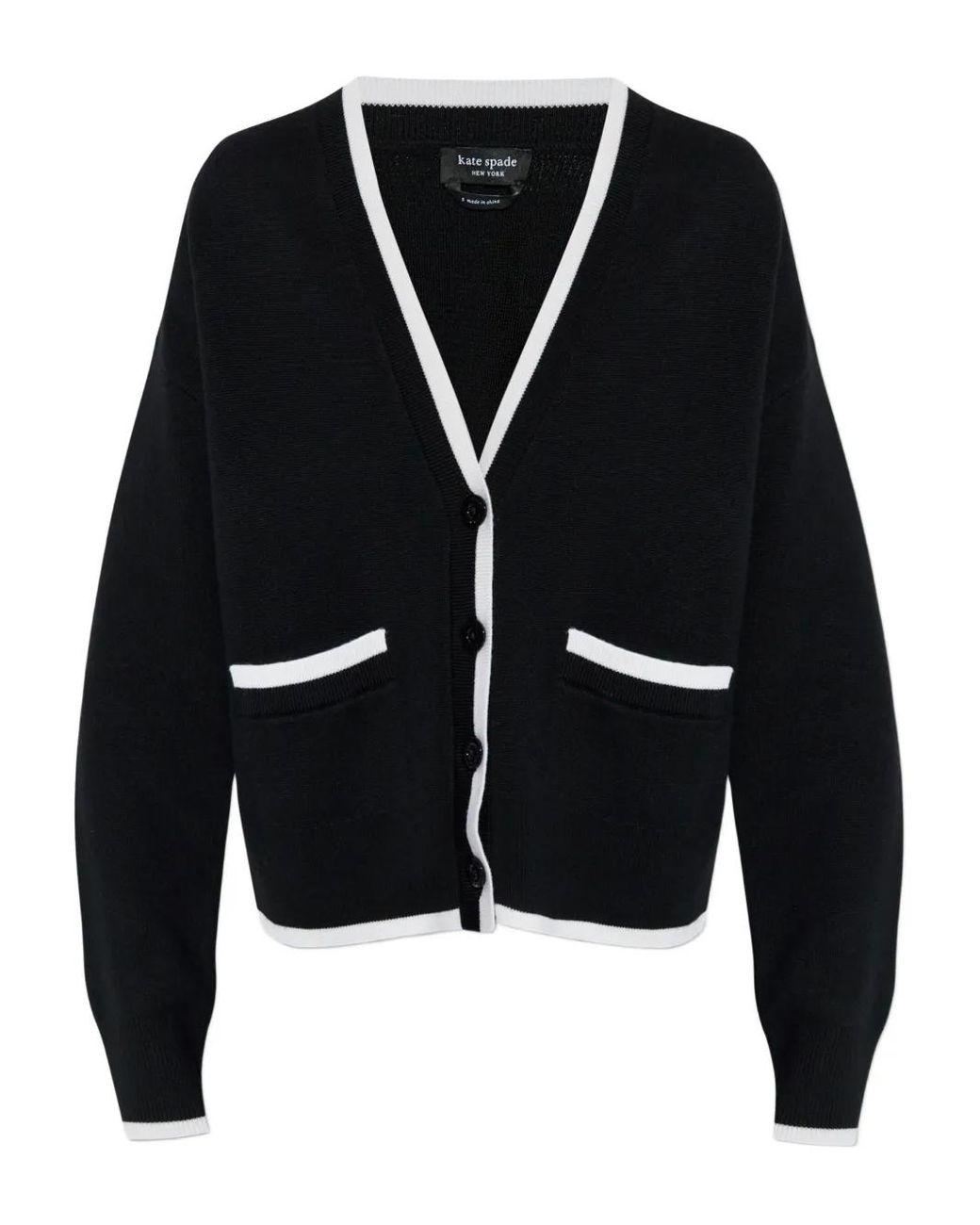 Kate Spade Black V-Neck Wool Cardigan