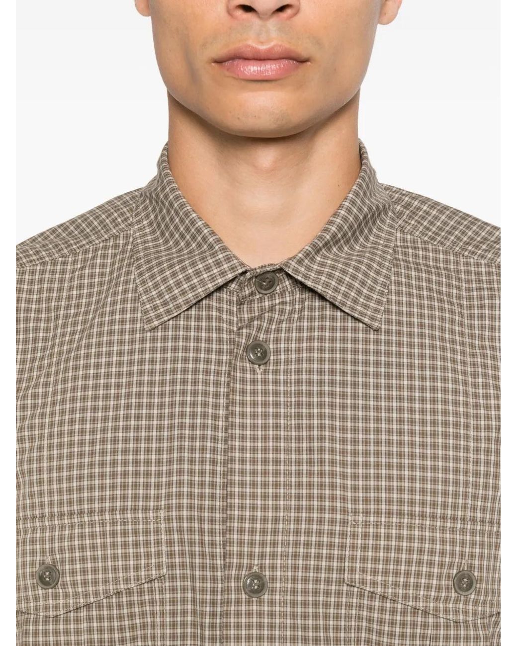 Nanushka Brown Checked Flap-Pocket Shirt for men