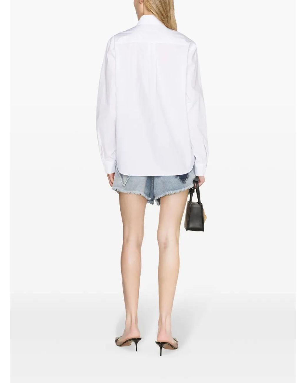Moschino White Heart-Embroidered Shirt