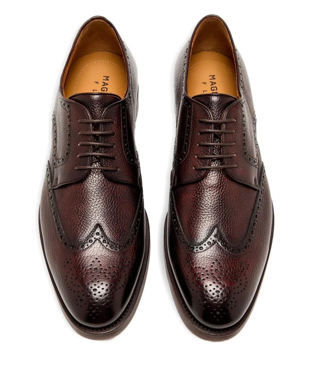Magnanni Shoes Brown Lace-Up Leather Derby Shoes for men