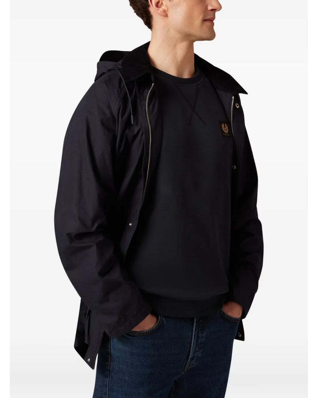 Belstaff Blue V-Stitch Logo-Patch Sweatshirt for men