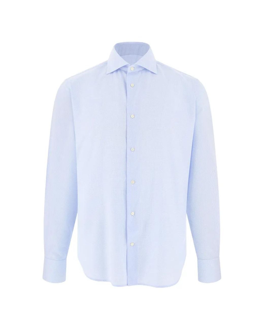 Boggi Blue Shirt Checked Cotton Twill Regular Fit for men