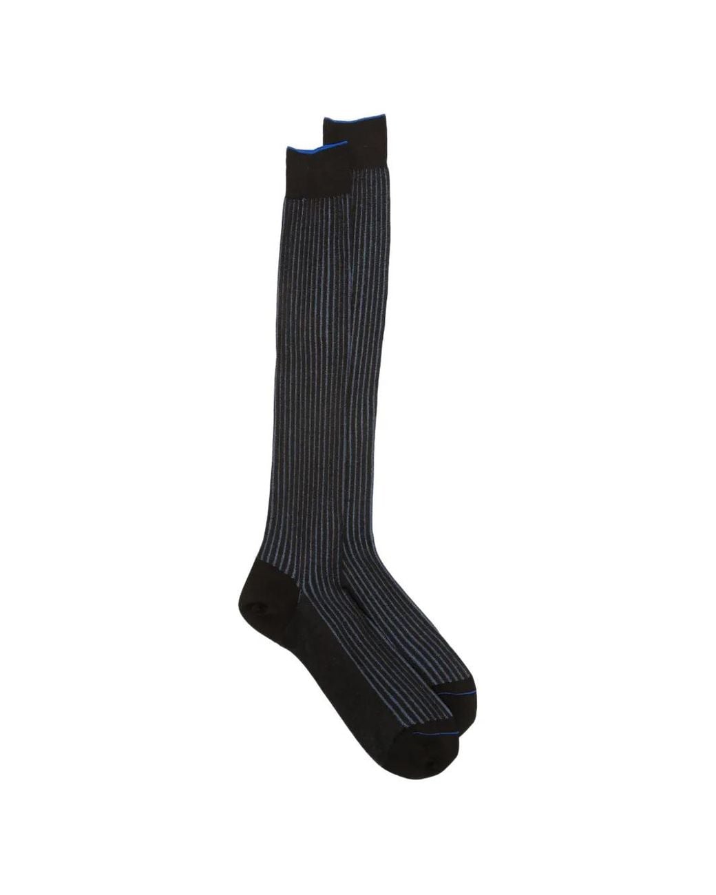 ANT45 Black Menfi Long Ribbed Vertical-Stripe Socks for men