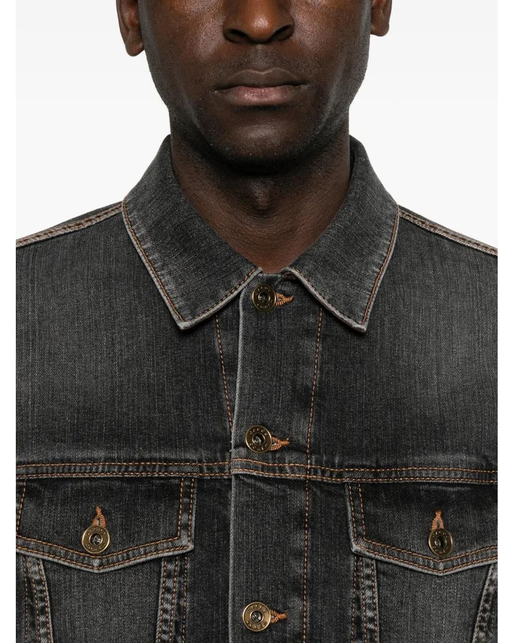 Jacob Cohen Black Faded-Effect Denim Jacket for men