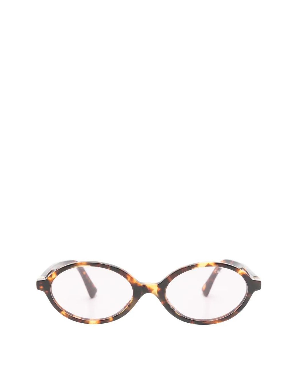 Miu Miu White Tortoiseshell-Effect Oval-Frame Sunglasses