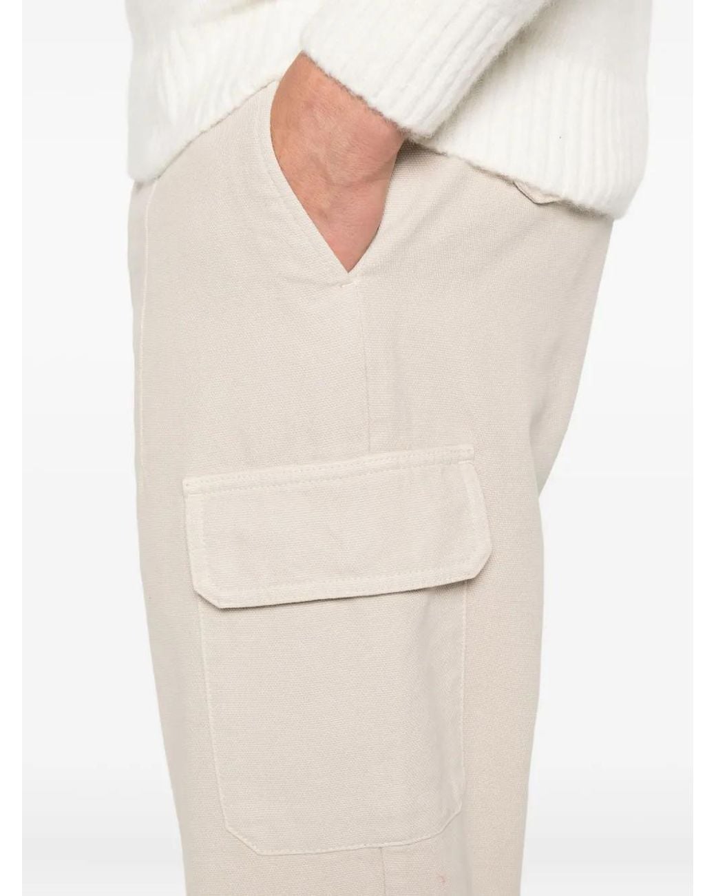 Eleventy Natural Cotton Cargo Pants for men