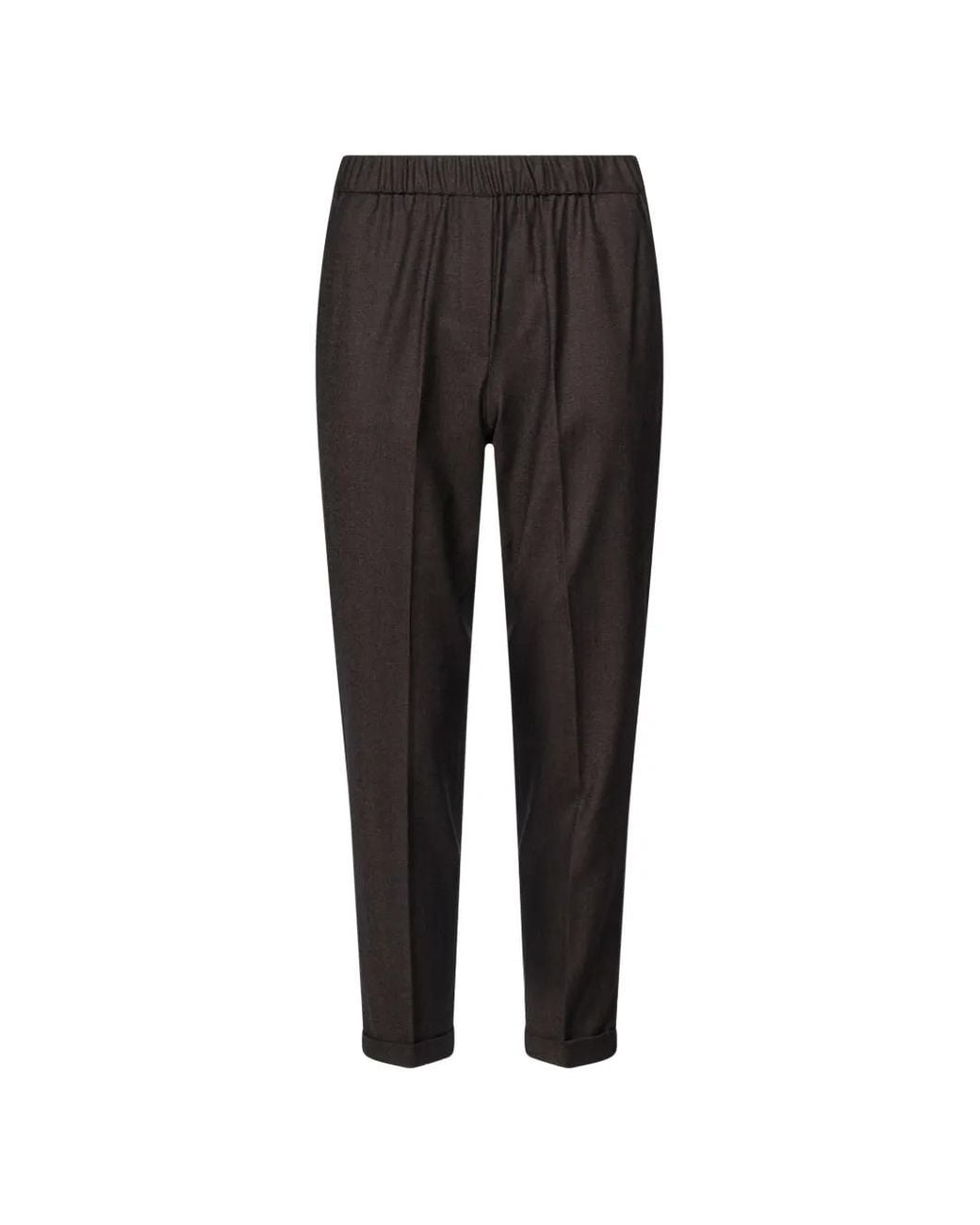Antonelli Black Rosalba Cigarette Elasticated-Waistband Turn-Up Trousers