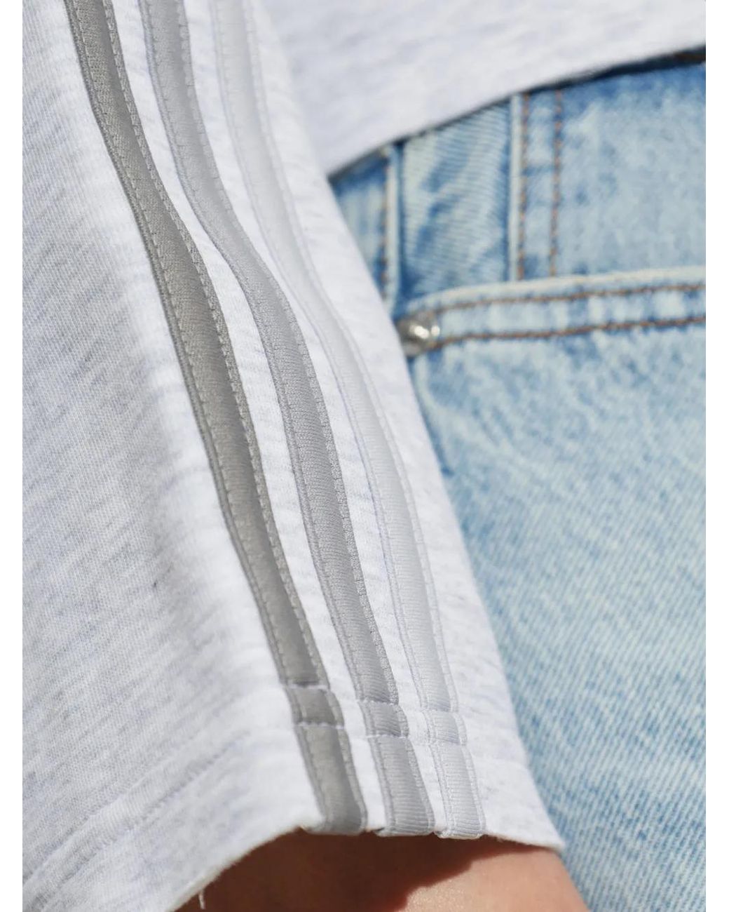 Adidas Gray Hoodie 3-Stripes À Logo Brodé
