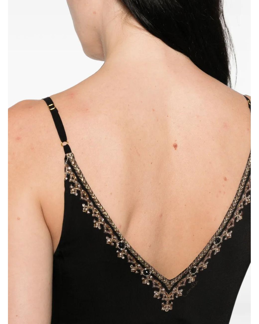 Camilla Black Leopard Libertine Embellished Twist-Detail Midi Dress