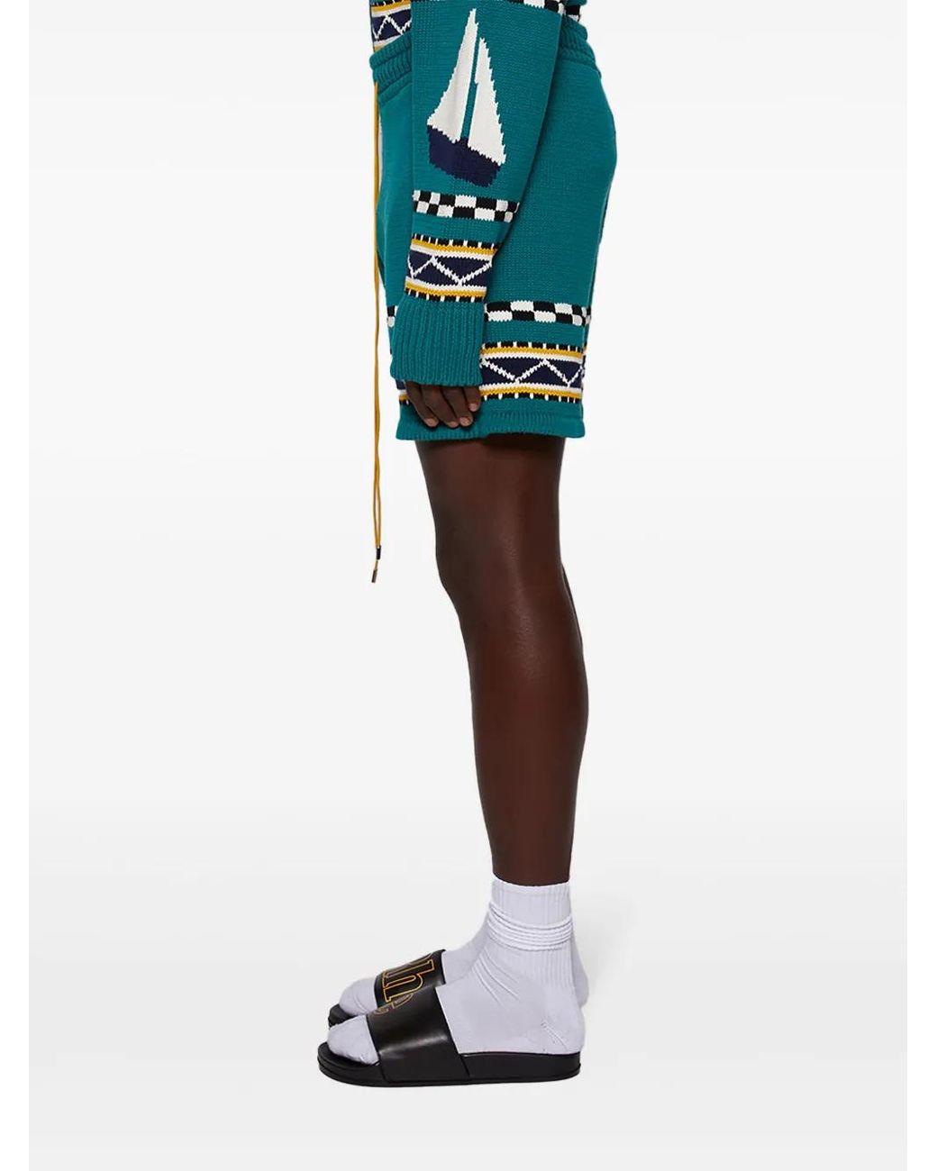 Rhude Blue Bateau Intarsia-Knit Shorts for men