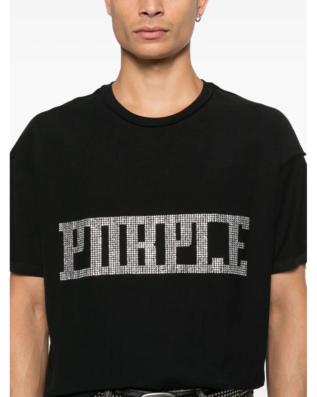 Purple Brand Black Embellished T-Shirt for men