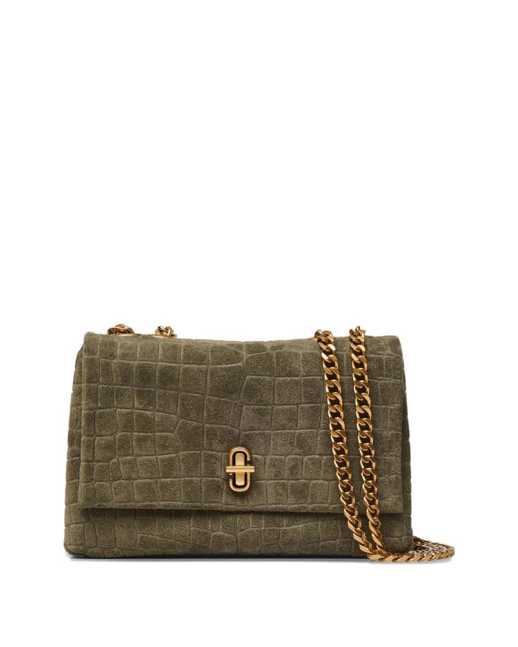 Marc Jacobs Green The Suede Croc Slim Dual Convertible Shoulder Bag