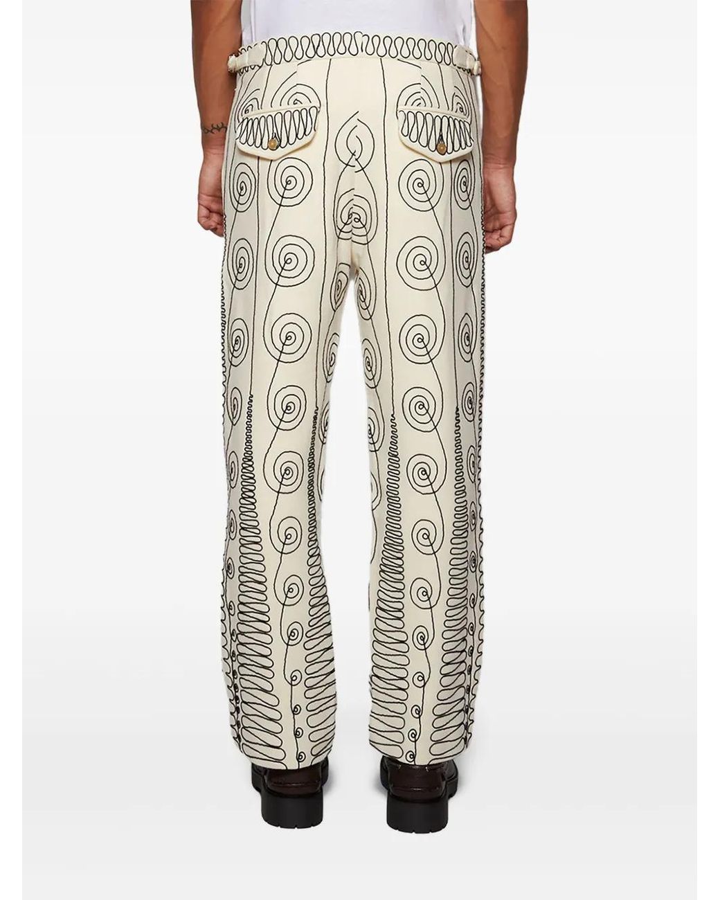 Bode Gray Quillwork Trousers for men