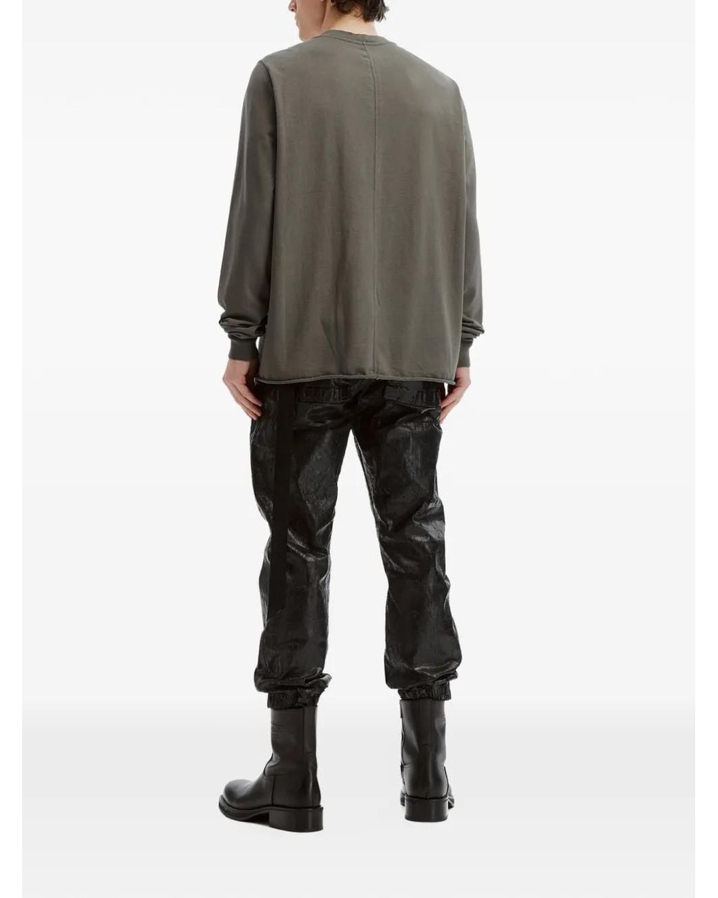 Rick Owens Green Raw-Cut Long-Sleeve T-Shirt for men