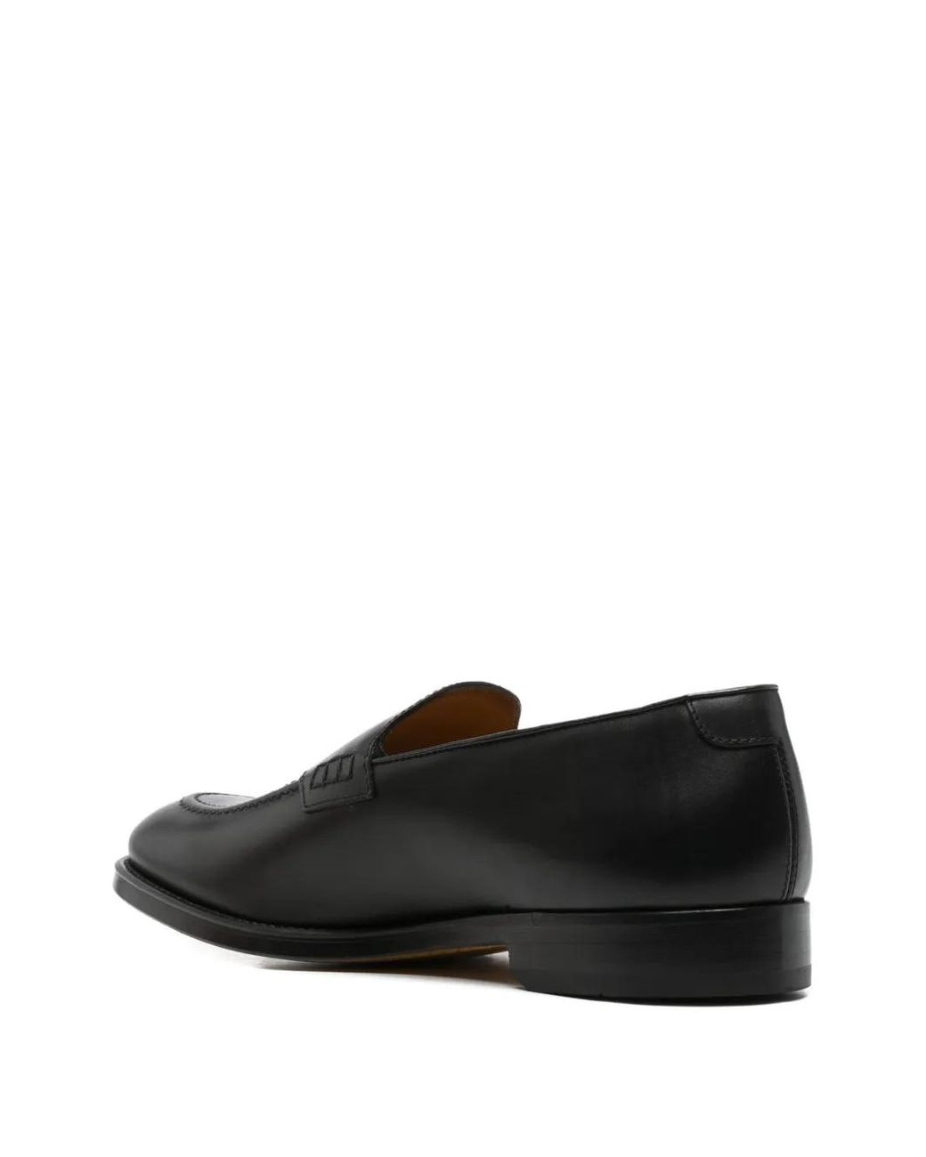 Doucal's Black Leather Loafers for men