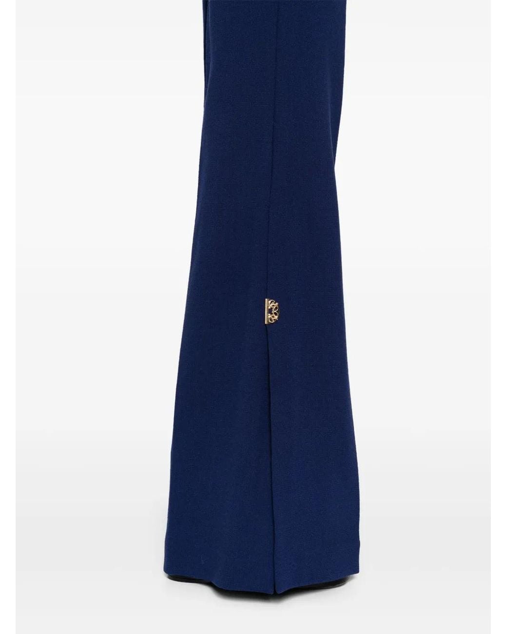 Elie Saab Blue Side Slit Flared Pants