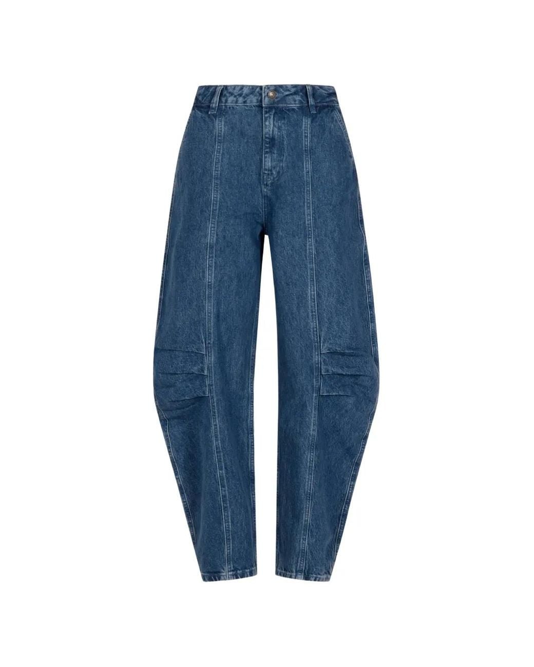 ROTATE BIRGER CHRISTENSEN Blue Jean Plissé À Coutures Apparentes