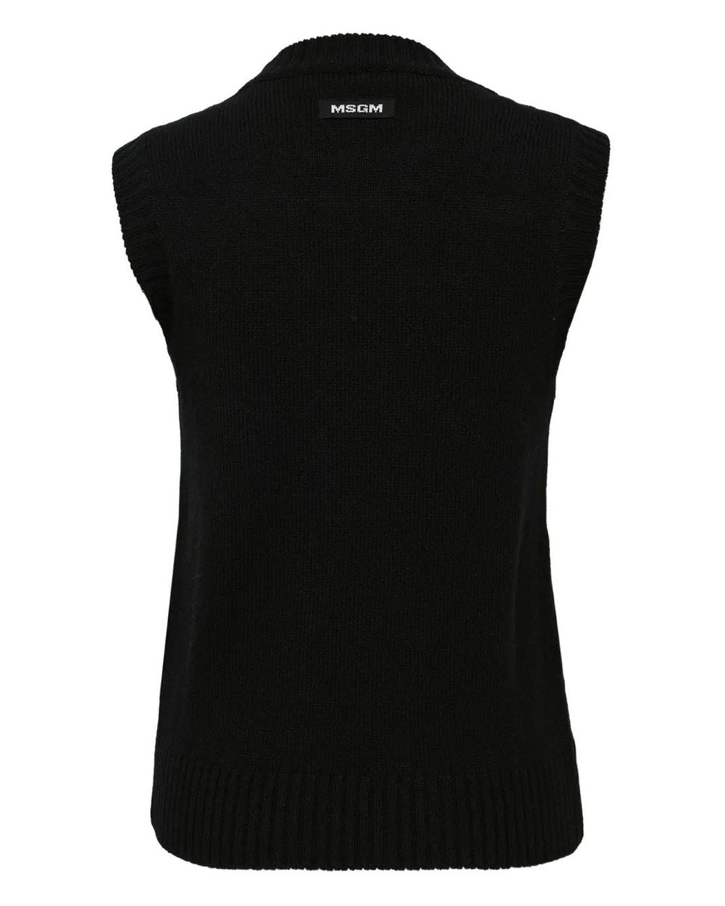 MSGM Black Checked Knitted Vest